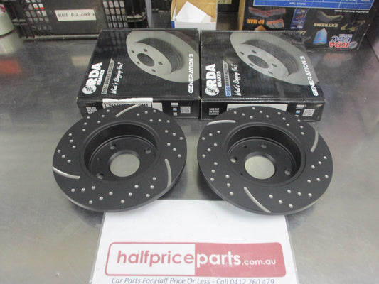 RDA Front Disc Brake Rotors (Pair) Slotted-Dimpled Suits Daihatsu Charade New Part