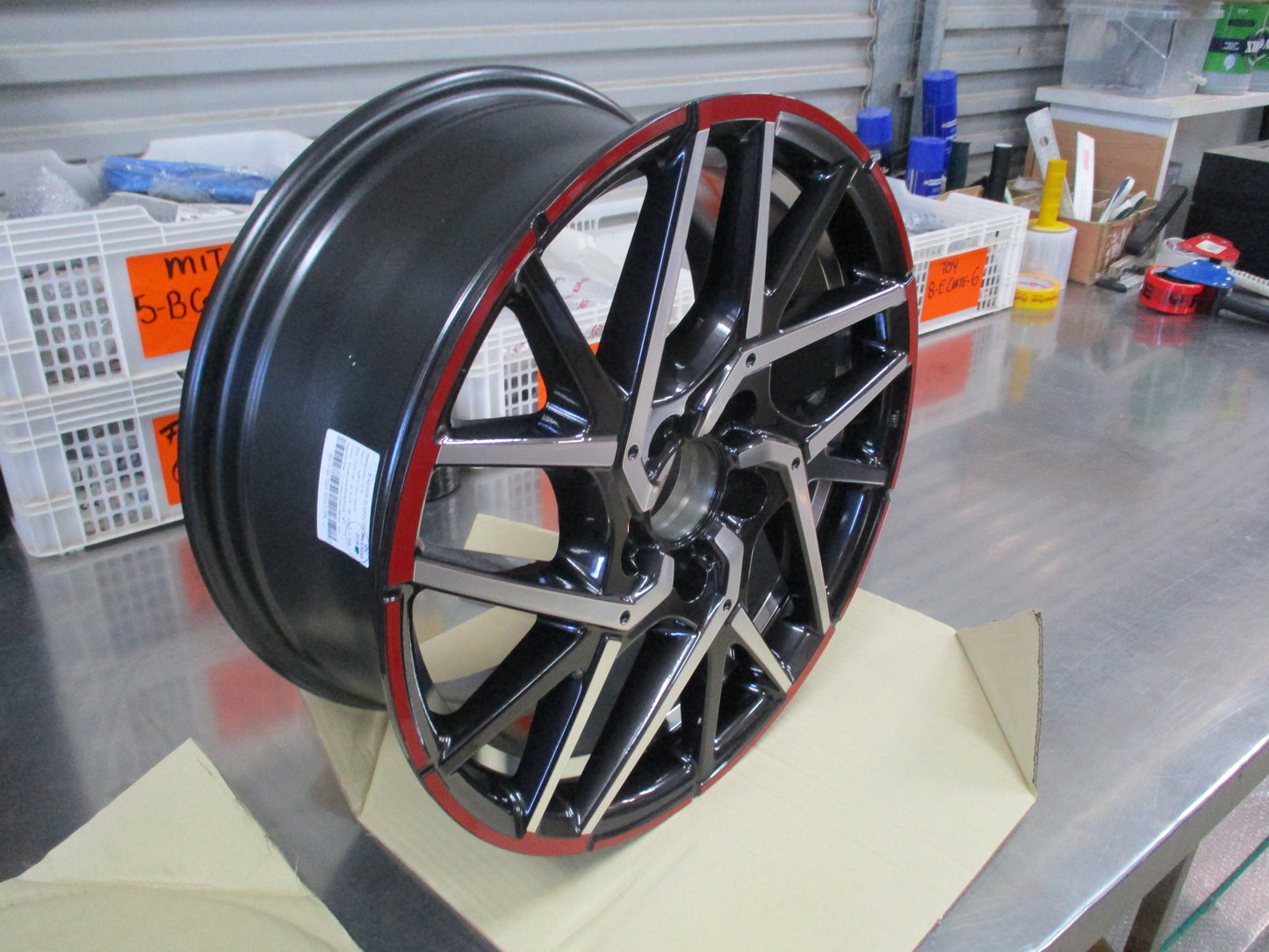 Modulo Honda Civic 17x7 Genuine Redline Set Of 4 Wheels W/Center Caps New