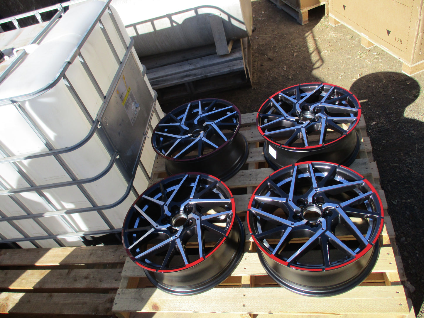 Modulo Honda Civic 17x7 Genuine Redline Set Of 4 Wheels W/Center Caps New