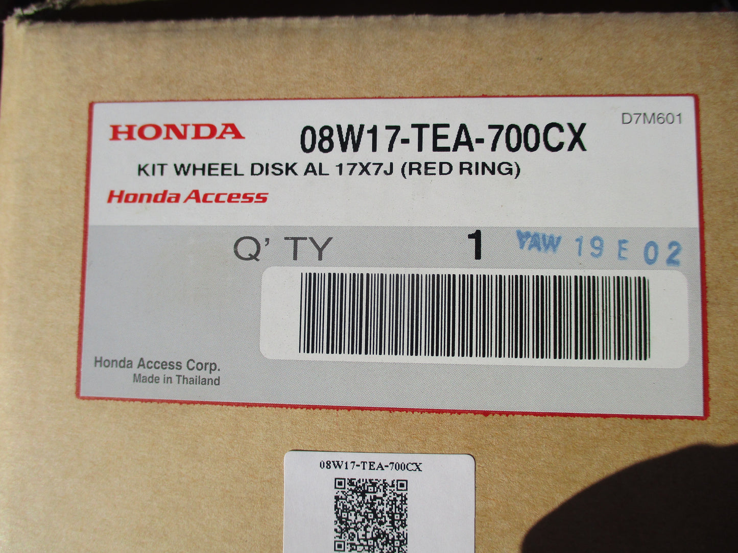 Modulo Honda Civic 17x7 Genuine Redline Set Of 4 Wheels W/Center Caps New
