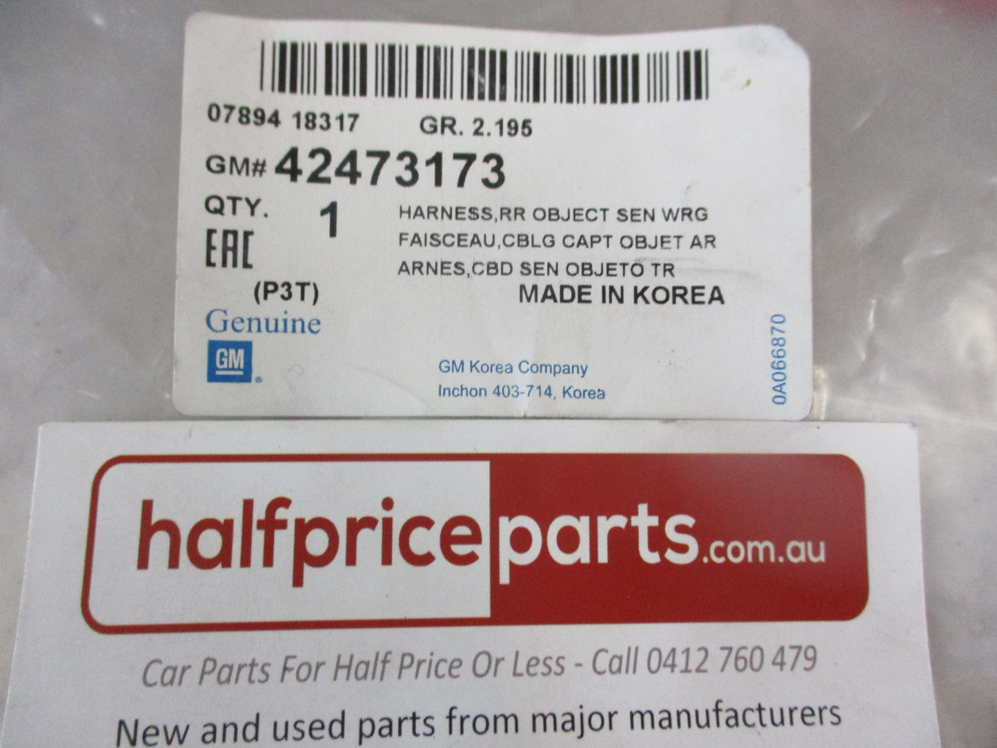 Holden Trax Genuine Rear Bumper RPA Sensor Wiring Loom New Part