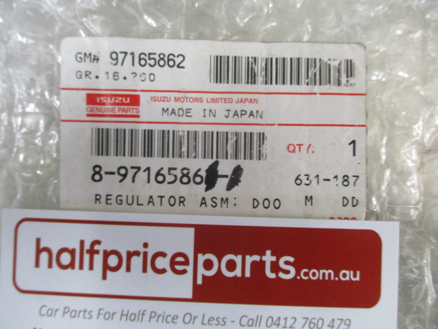 Holden Jackaroo Genuine Front Left Power Window Regulator WITH Motor (Untested) USED Part
