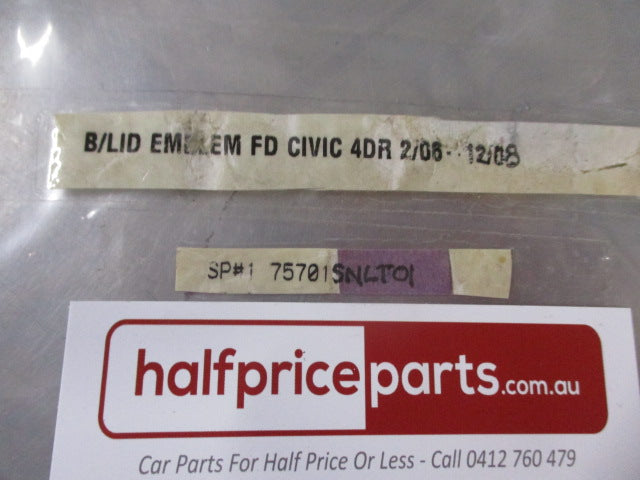 Honda FD Civic 4 Dr Genuine Rear Boot Lid Emblem Chrome New Part