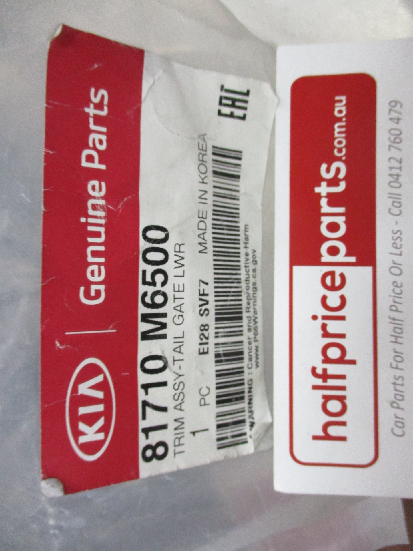 Kia Cerato Genuine Rear Tail Gate Lower Trim Assembly New Part