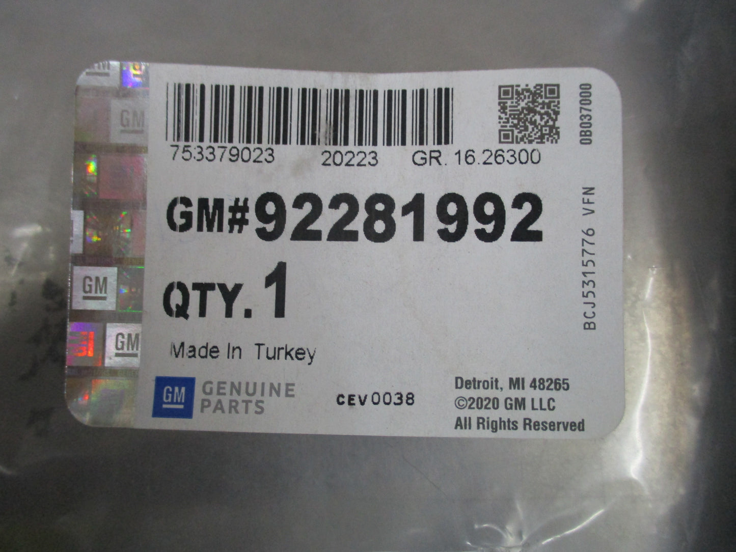 Holden VF Commodore Genuine Front Passengers Window Rubber/Weatherstrip New Part