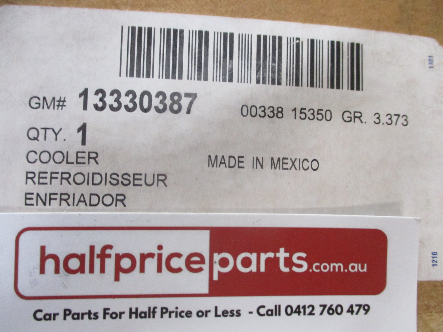 Holden Cruze 1.4ltr Turbo Charger Genuine Inter Cooler Radiator New Part