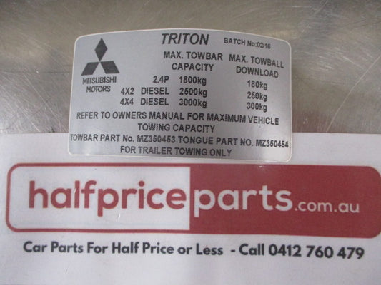 Mitsubishi MQ Triton Genuine Tow Bar Field Fix Kit New Part