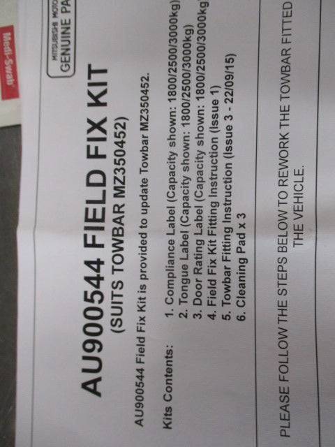 Mitsubishi MQ Triton Genuine Tow Bar Field Fix Kit New Part
