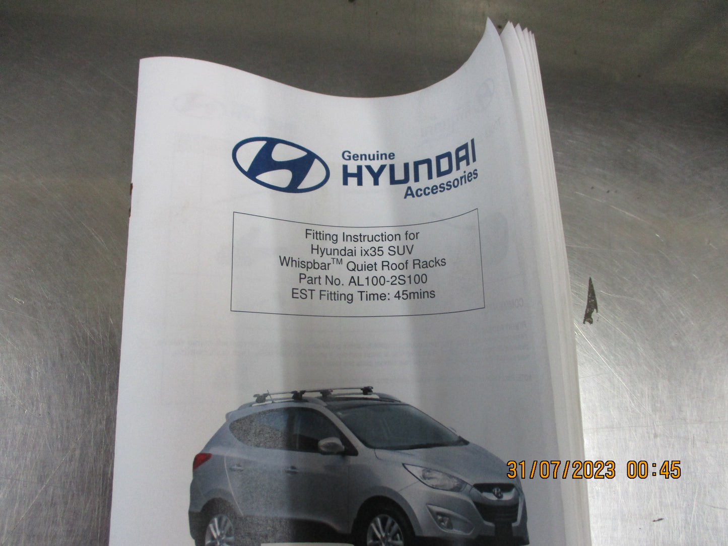 Hyundai IX35 Genuine Whispbar Quiet Roof Racks Cross Bar Set New Part
