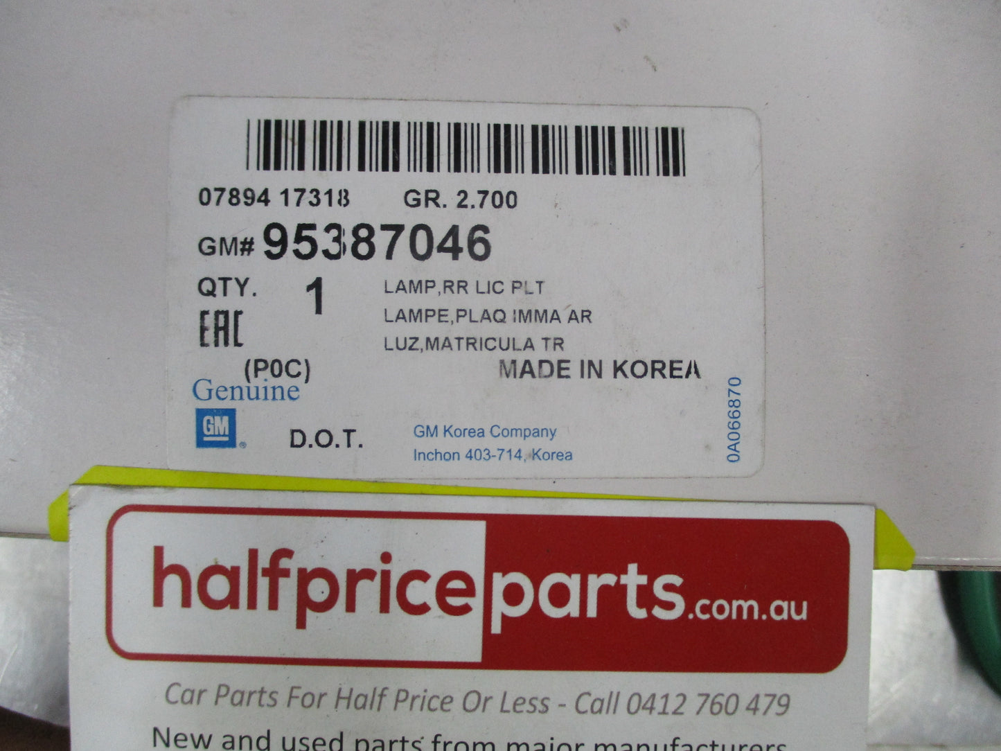 Holden Captiva Genuine License Plate Lamps And Wiring Assembly New Part