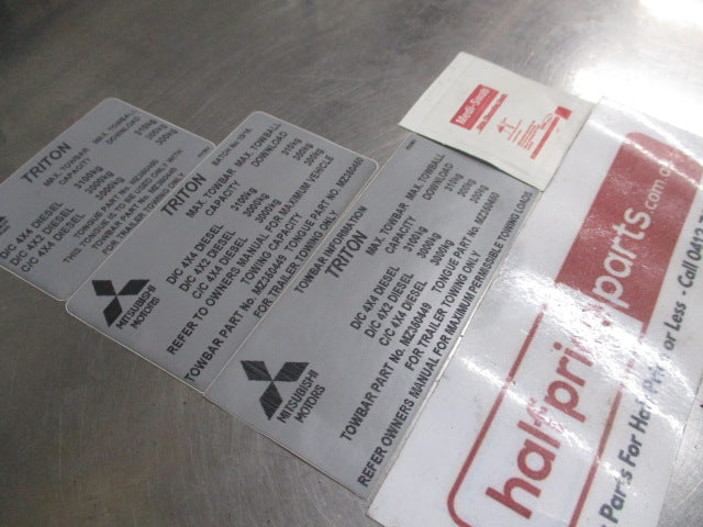 Mitsubishi Triton Genuine Tow Bar Capacity Upgrade Sticker Kit New Part