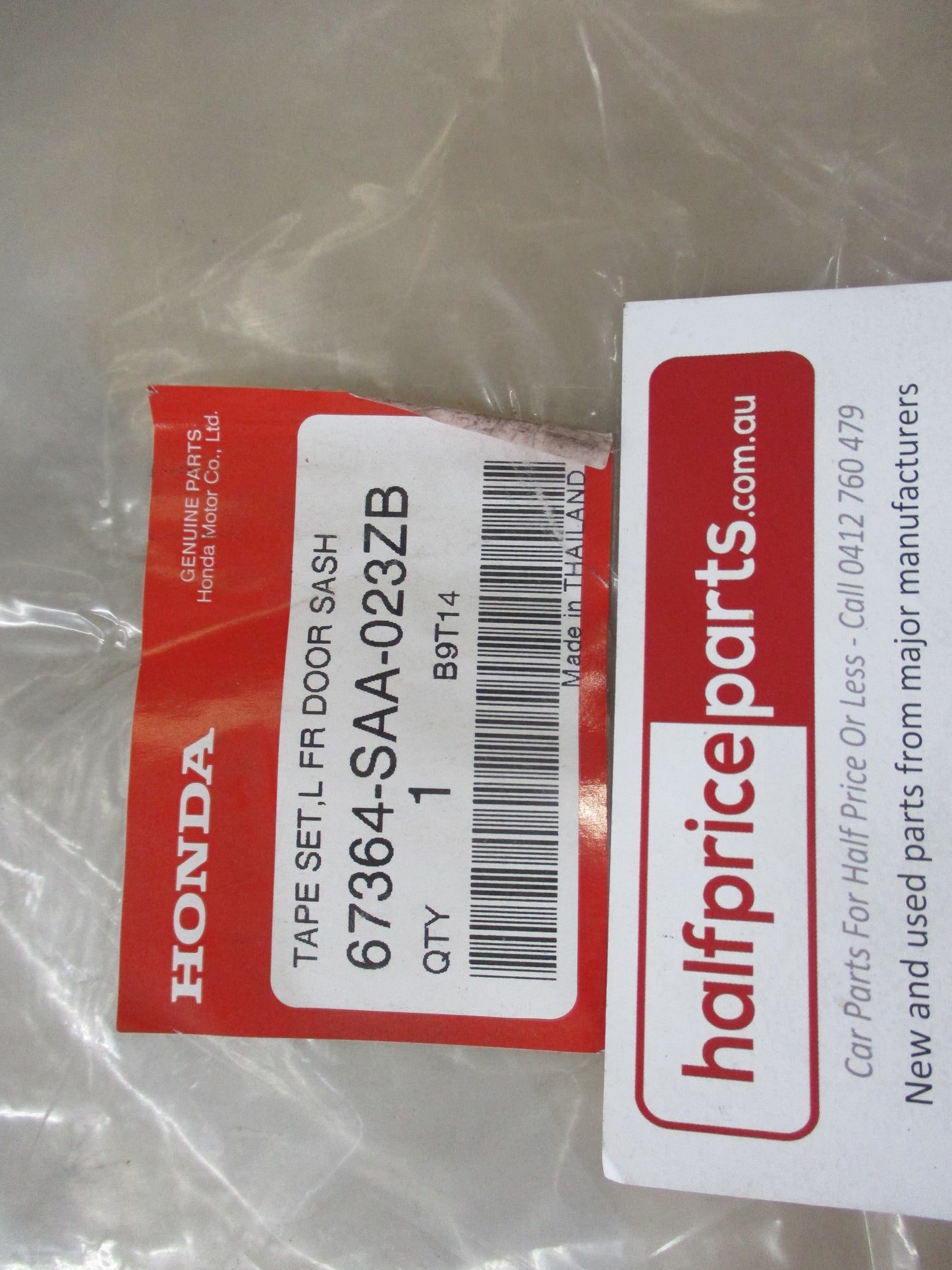 Honda Jazz Genuine Left Hand Front Door Sash Set (Black Gloss) New Part