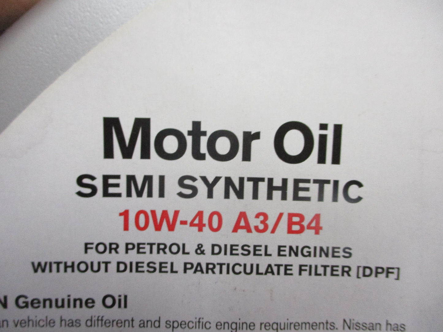 Nissan Genuine Motor Oil Semi Synthetic With Out DPF 10W-4o A3/B4 New Part