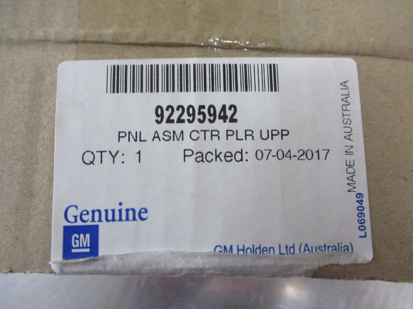Holden VF Commodore Genuine Drivers Upper B-Pillar Trim(Light Titanium) New Part