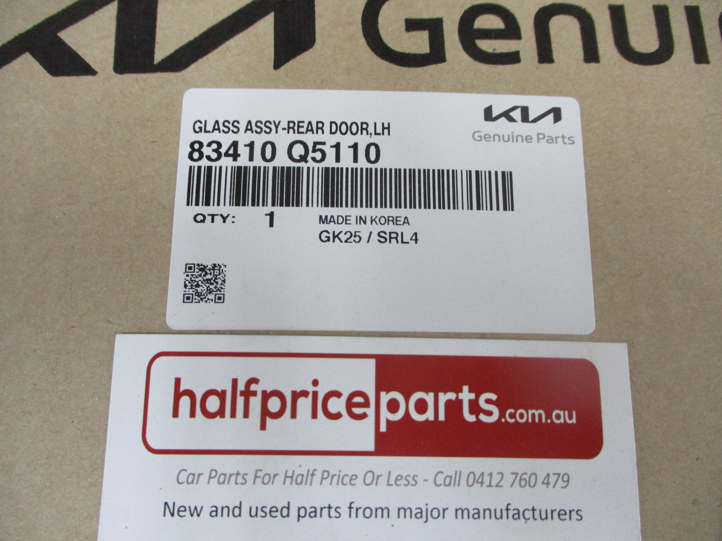 Kia GT-Line/Seltos Genuine Passenger Rear Door Window Glass New Part