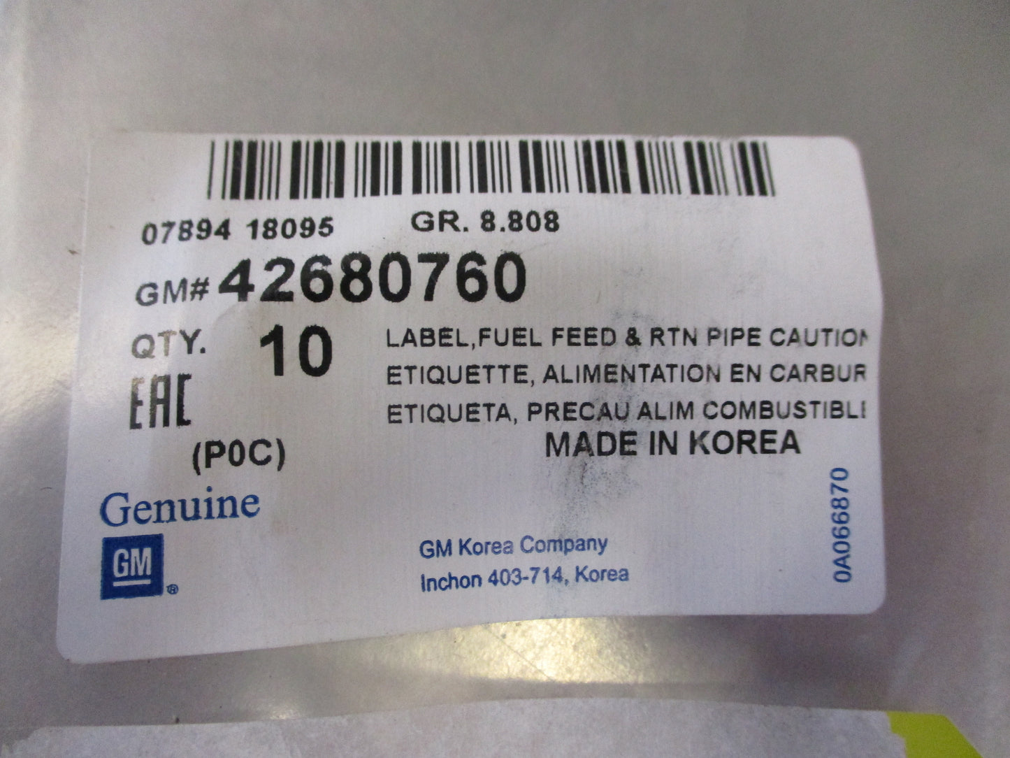 Holden Captiva Genuine Lable Set Fuel Feed Return Pipe New Part