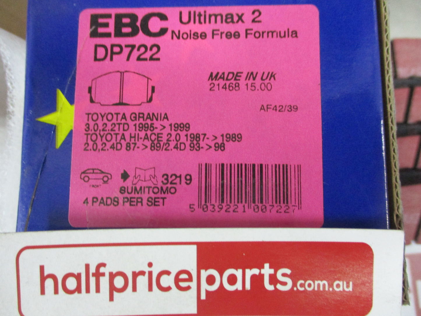 EBC Front Disc Barke Pad Set Suits Toyota Dyna/Hiace New Part