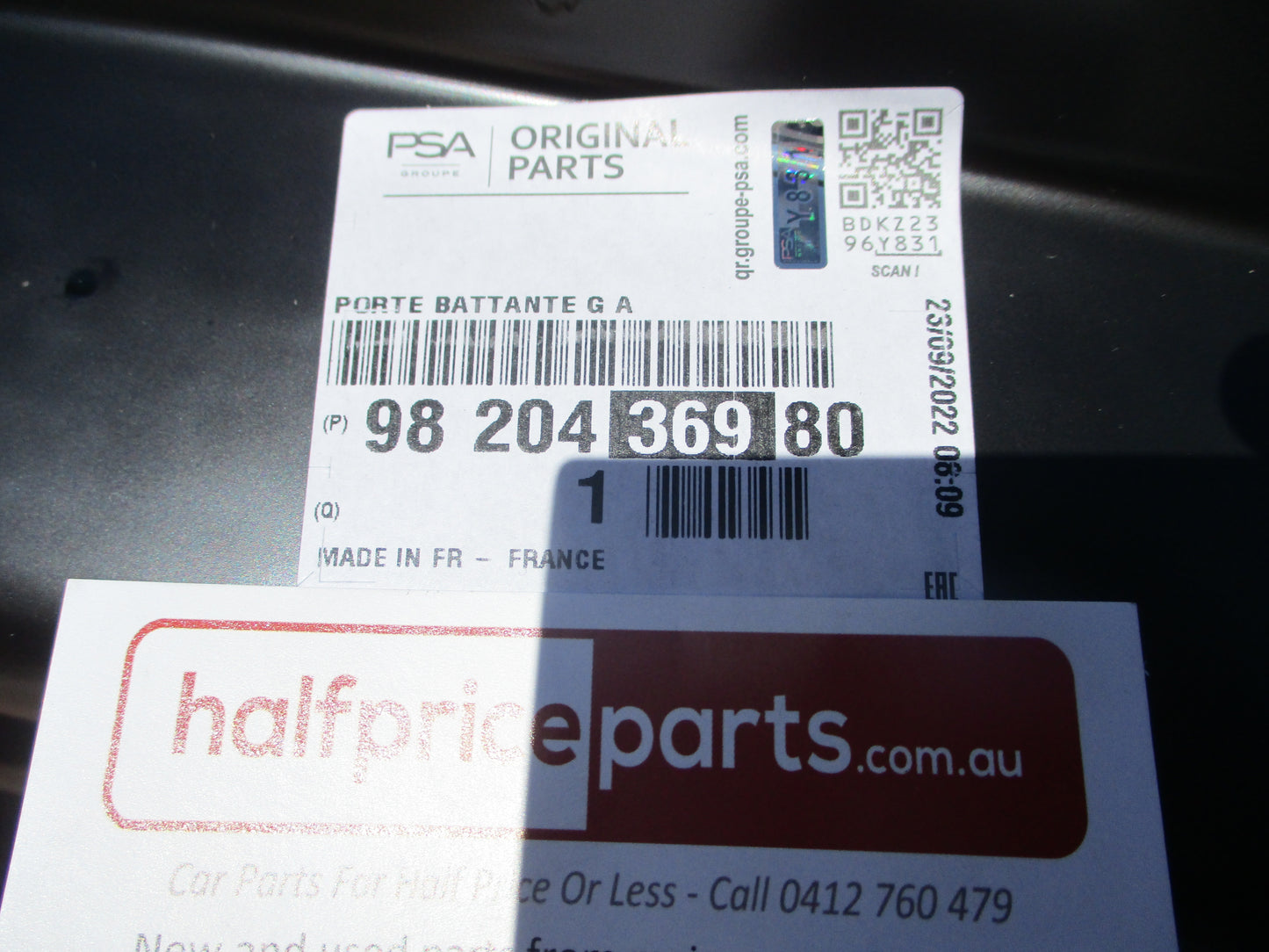 Peugeot Partner Genuine Left Hand Rear Loading Door Assembly (Unpainted) New Part