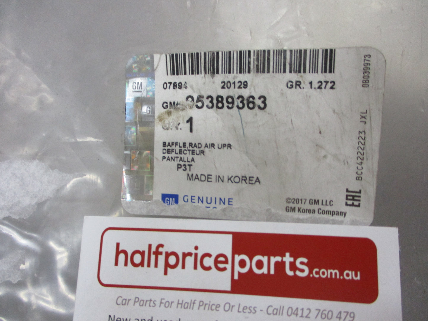 Holden Barina Genuine Upper Radiator Air Baffle New Part