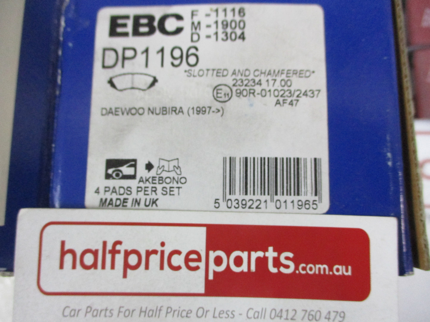 EBC Front Disc Brake Pad Set Suits Holden Barina/Epica/Deawoo Lacetti/Nibira New Part