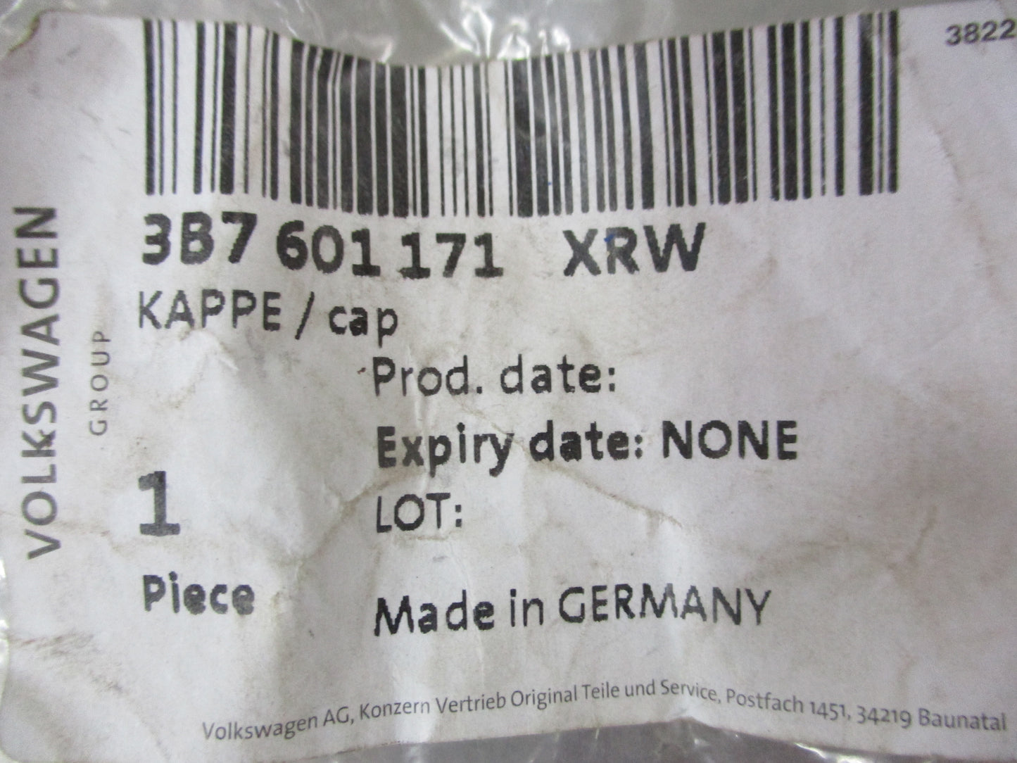 VW Genuine Alloy Wheel Center Cap New Part