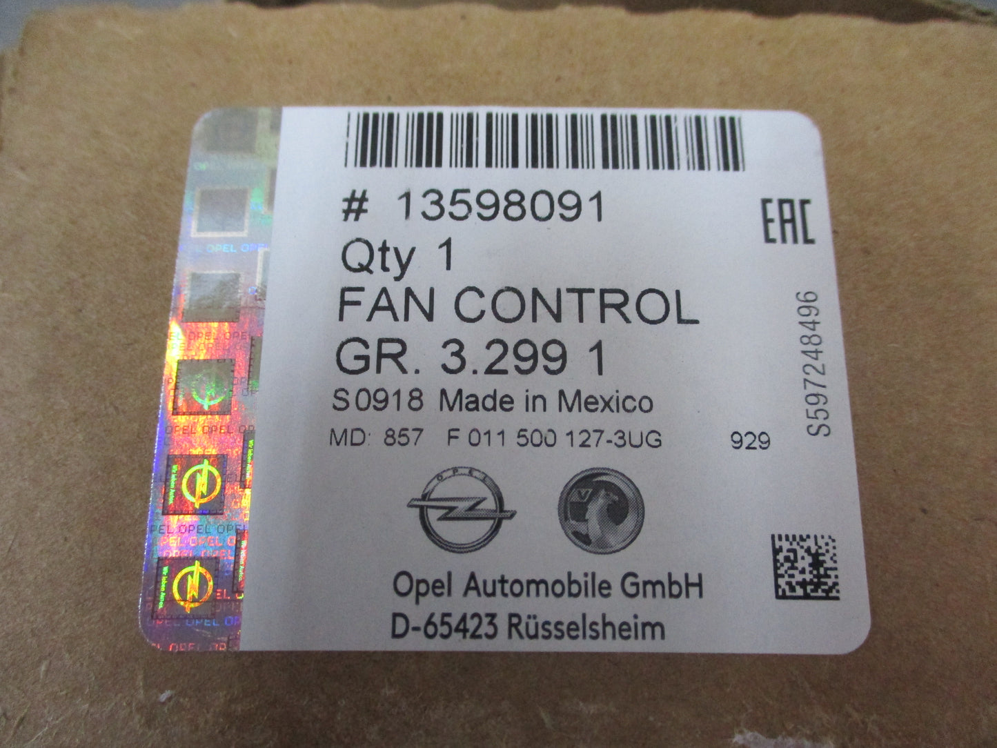 Holden Astra J/Insignia/Zafira Genuine Blower Motor Resistor Regulator New Part