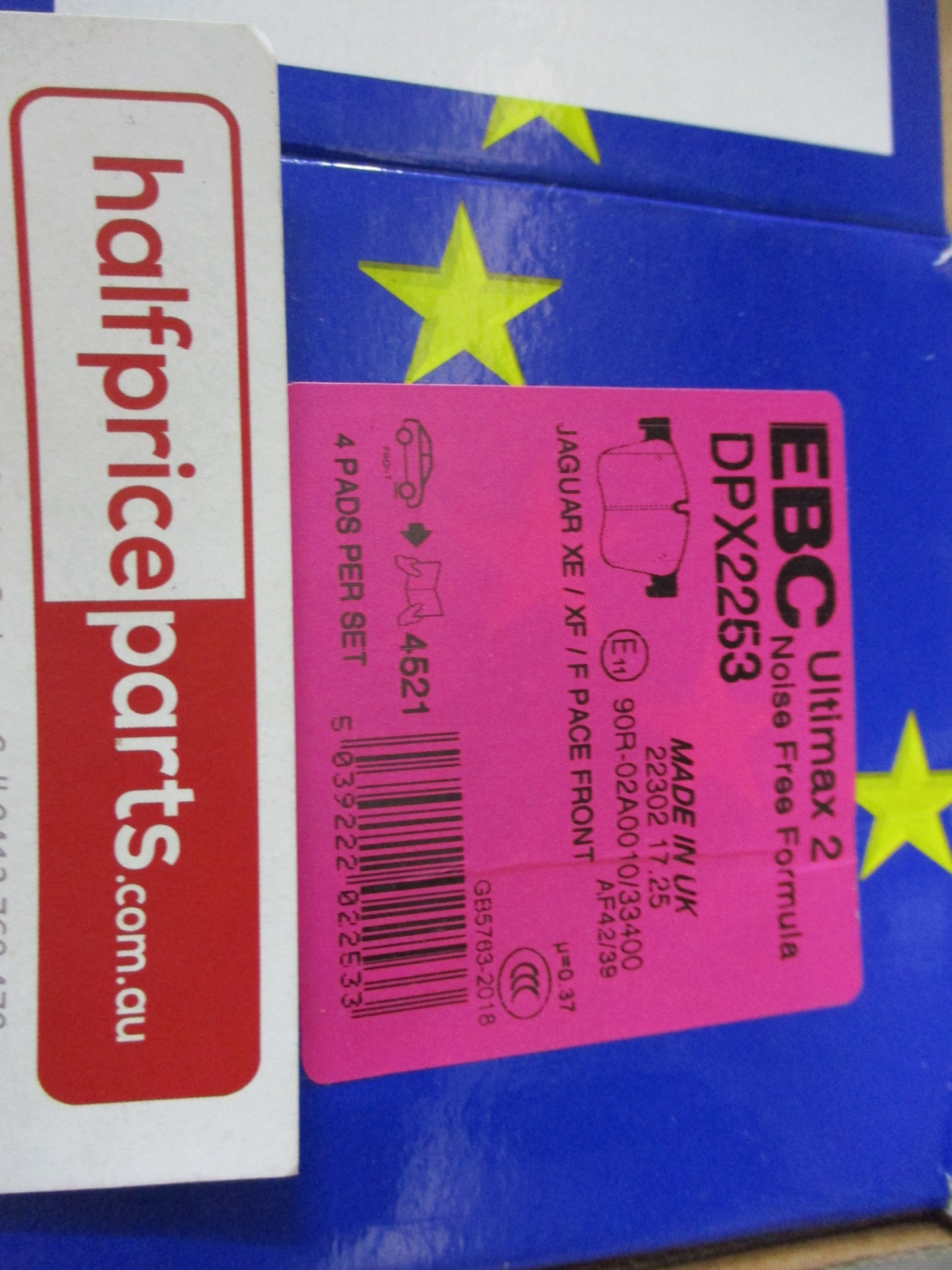 EBC Front Disc Brake Pad Set Suits Jaguar F-Pace/Range Rover Velar New Part