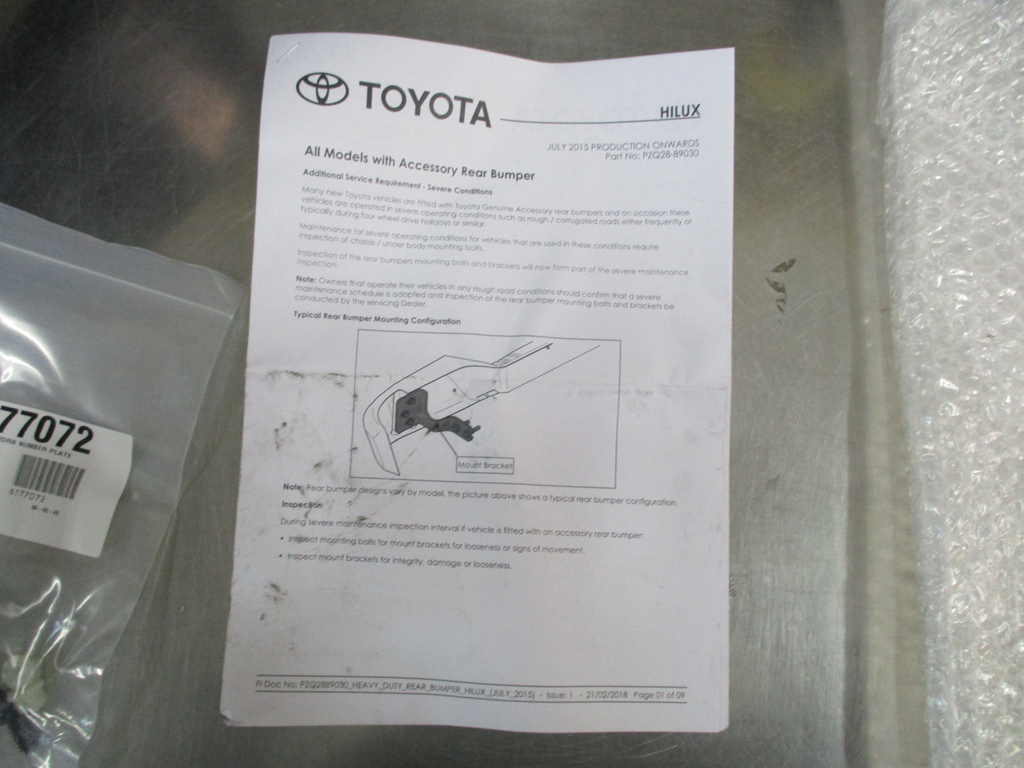 Toyota Hilux Rugged X Genuine Heavy Duty Rear Bar Kit New