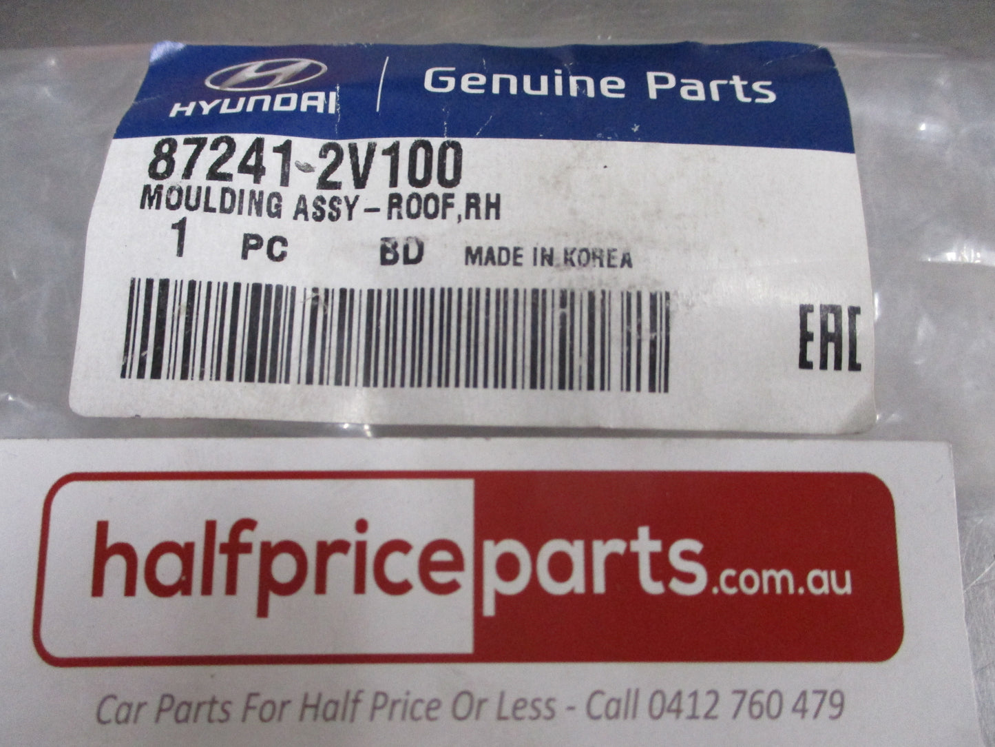 Hyundai Veloster Genuine Right hand Roof Moulding With Sun Roof New Part