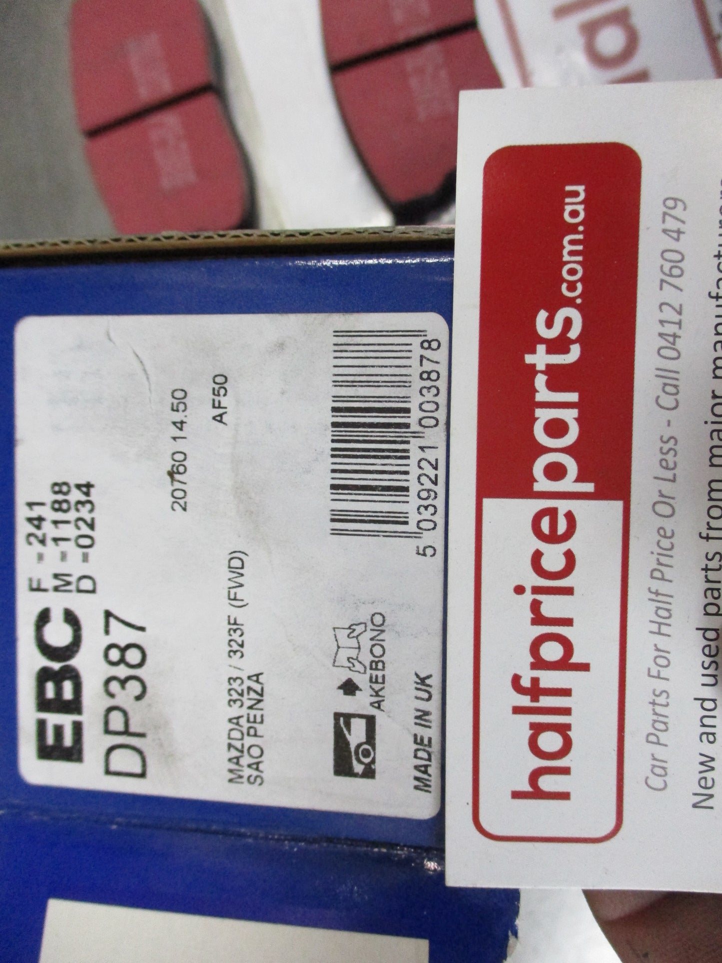 EBC Front Brake Pad Set Suits Holden Gemni/Mazda 323 New Part