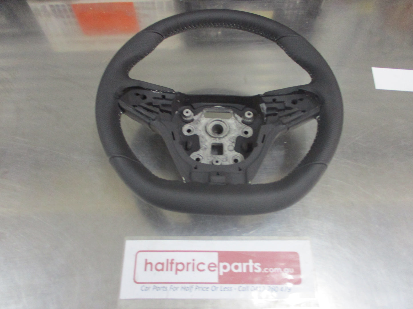 Holden VF HSV/GTS/SSV Genuine Flat Bottom Steering Wheel Leather (Black With White Stiching) New Part