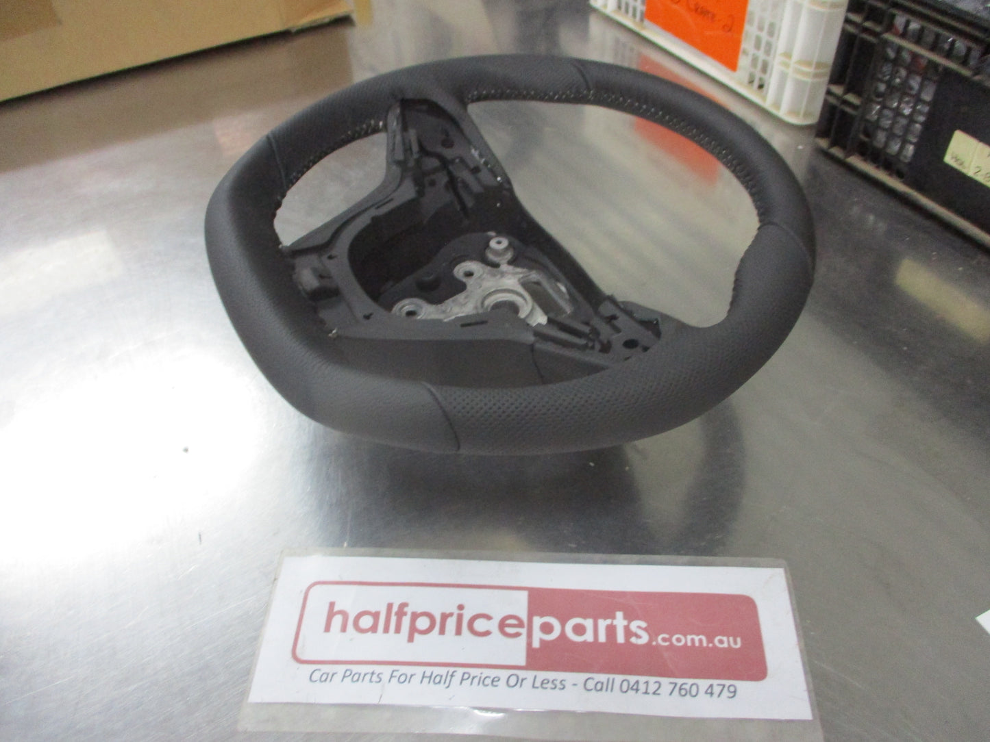 Holden VF HSV/GTS/SSV Genuine Flat Bottom Steering Wheel Leather (Black With White Stiching) New Part