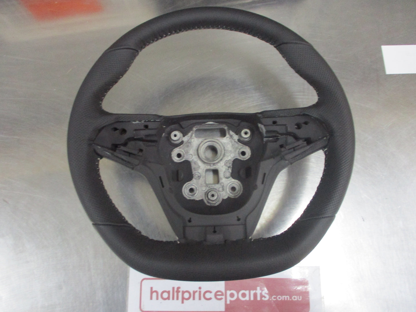 Holden VF HSV/GTS/SSV Genuine Flat Bottom Steering Wheel Leather (Black With White Stiching) New Part