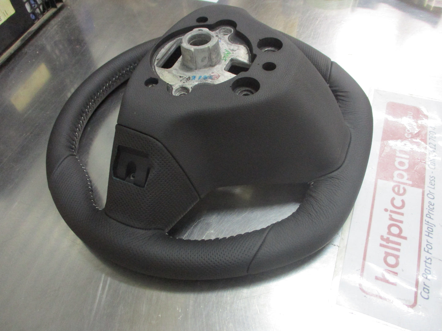 Holden VF HSV/GTS/SSV Genuine Flat Bottom Steering Wheel Leather (Black With White Stiching) New Part