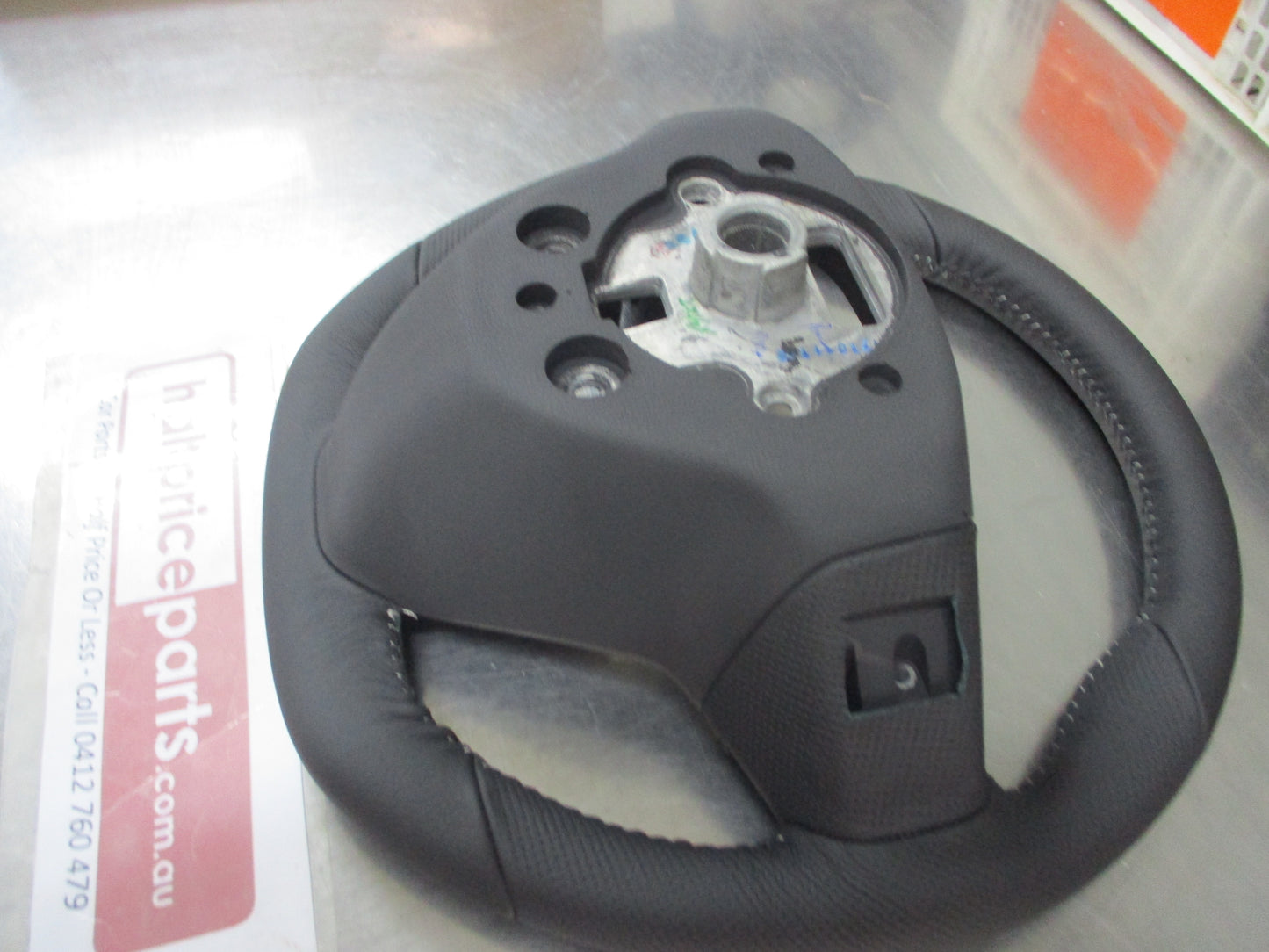 Holden VF HSV/GTS/SSV Genuine Flat Bottom Steering Wheel Leather (Black With White Stiching) New Part