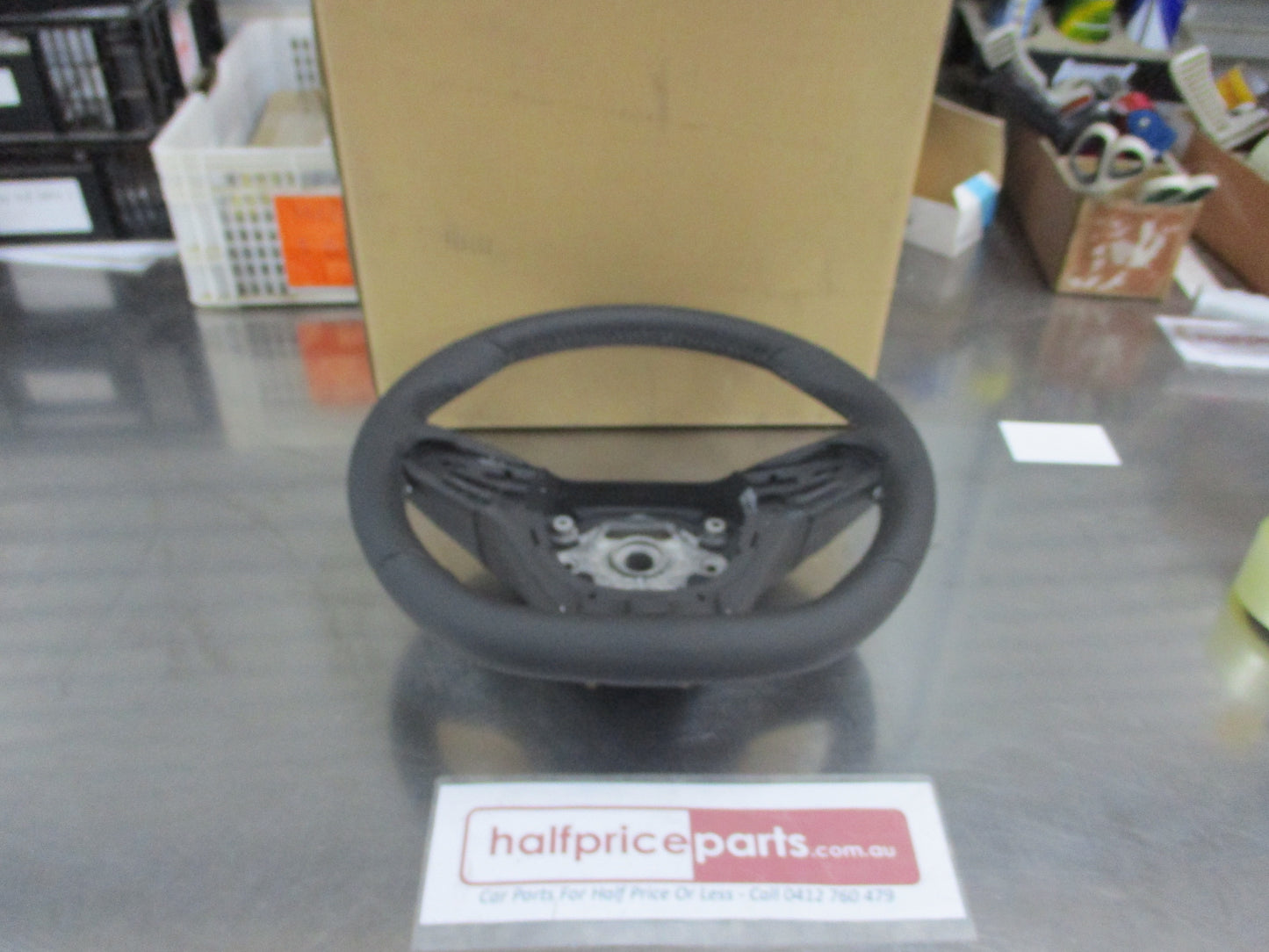Holden VF HSV/GTS/SSV Genuine Flat Bottom Steering Wheel Leather (Black With White Stiching) New Part