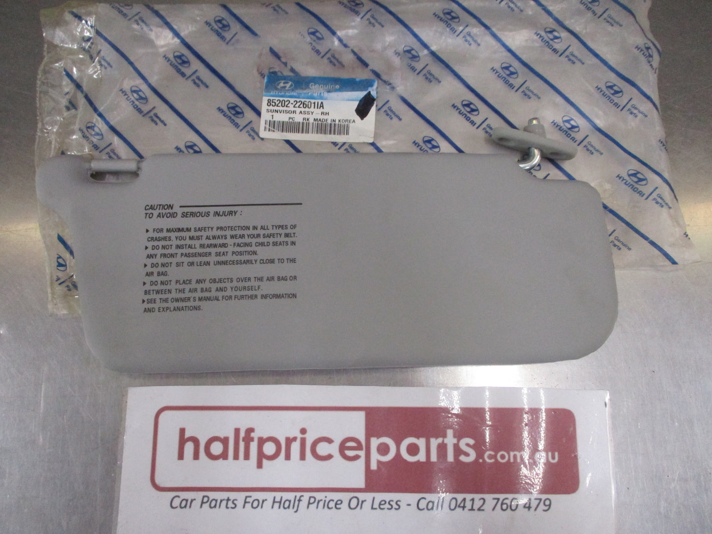 Hyundai Accent Genuine Drivers Side Sun Visor (Gray) New Part