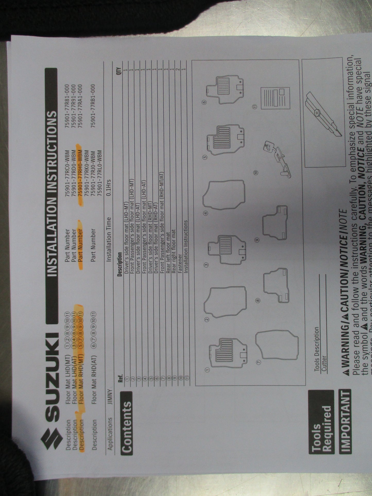 Suzuki Jimny A6G Genuine Front And Rear Carpet Mat Set Manual Vehicle Only New Part