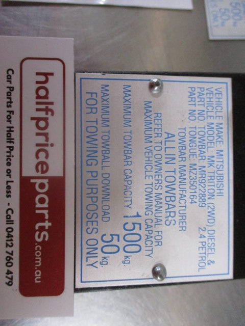 Mitsubishi MK Triton 2WD Genuine Tow Bar Tongue With Plate New Part