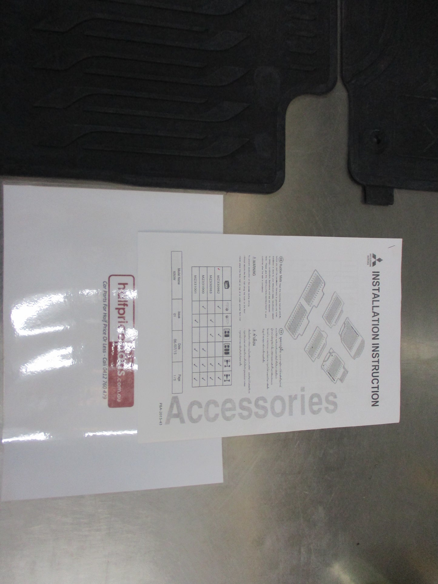 Mitsubishi QE Pajero Sport Genuine Set of Front and Rear Rubber Floor Mats New Part