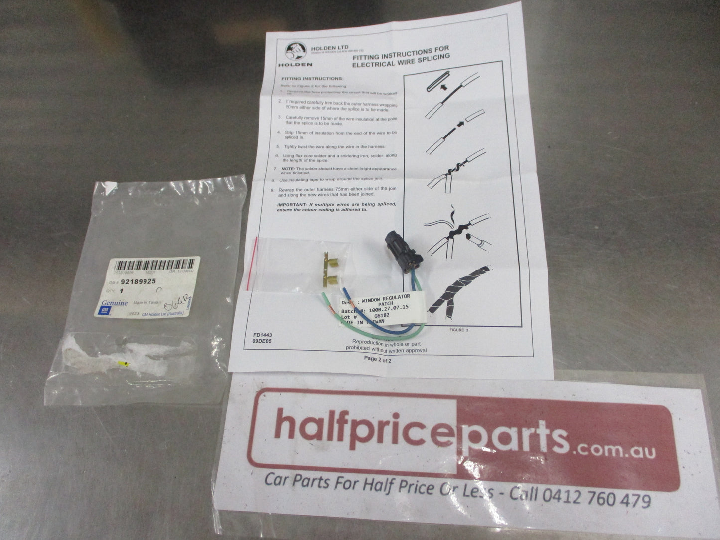 Holden VY-VZ Commodore/WK-WL Statesman Genuine Rear Door Electric Window Regulator Motor Wire New Part
