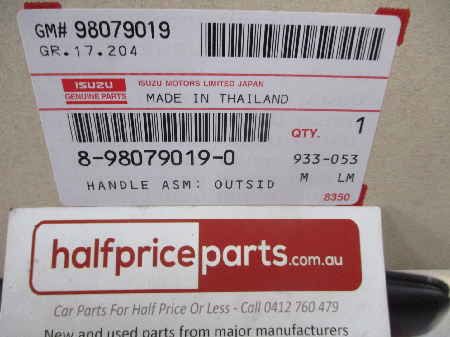 Holden Colorado/Isuzu D-Max Genuine Rear Black Tail Gate Handle New Part