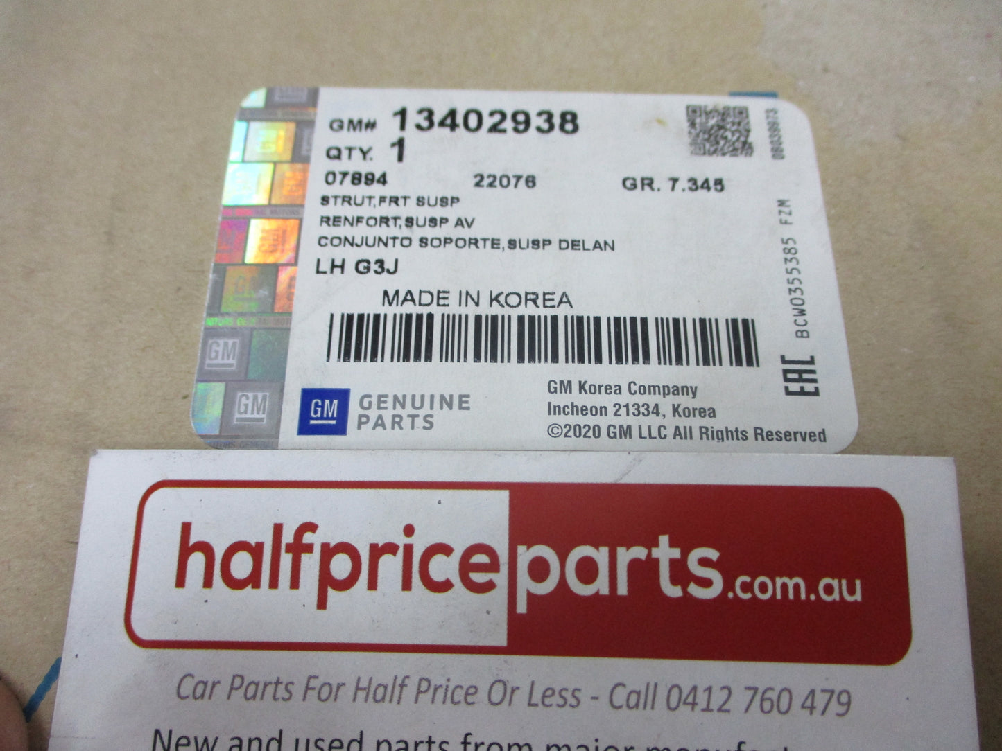 Holden Cruze Genuine Left Hand Front Shock Absorber New Part