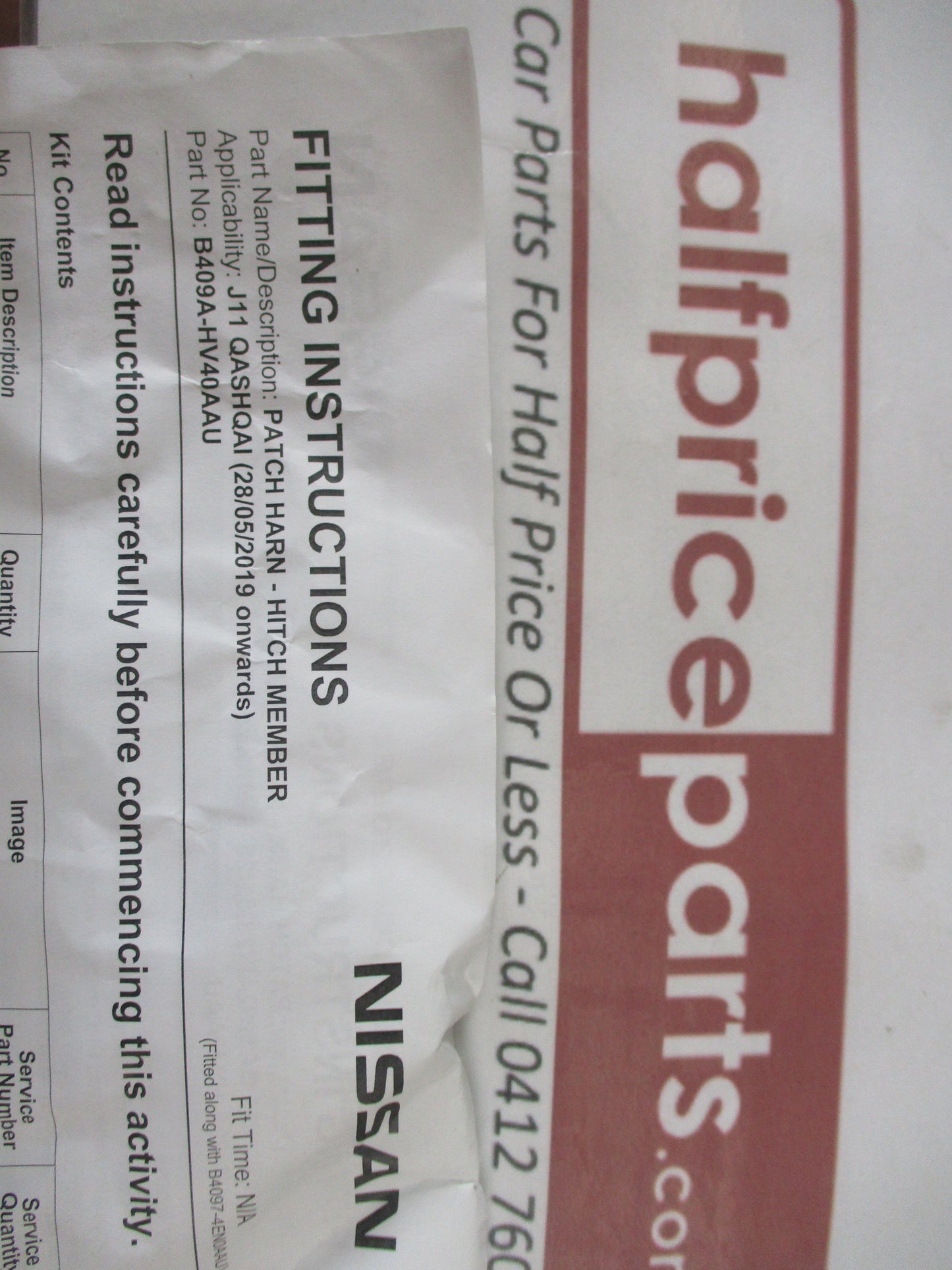 Nissan Qashqai Genuine Patch Harness Hitch Member New Part