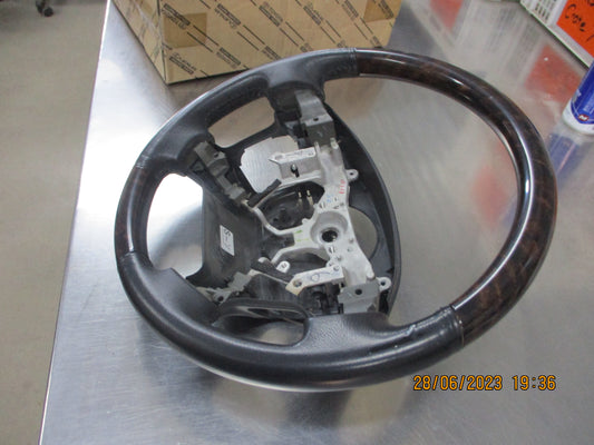 Toyota Landcruiser 200 Series Genuine Leather Steering Wheel Used Part VGC