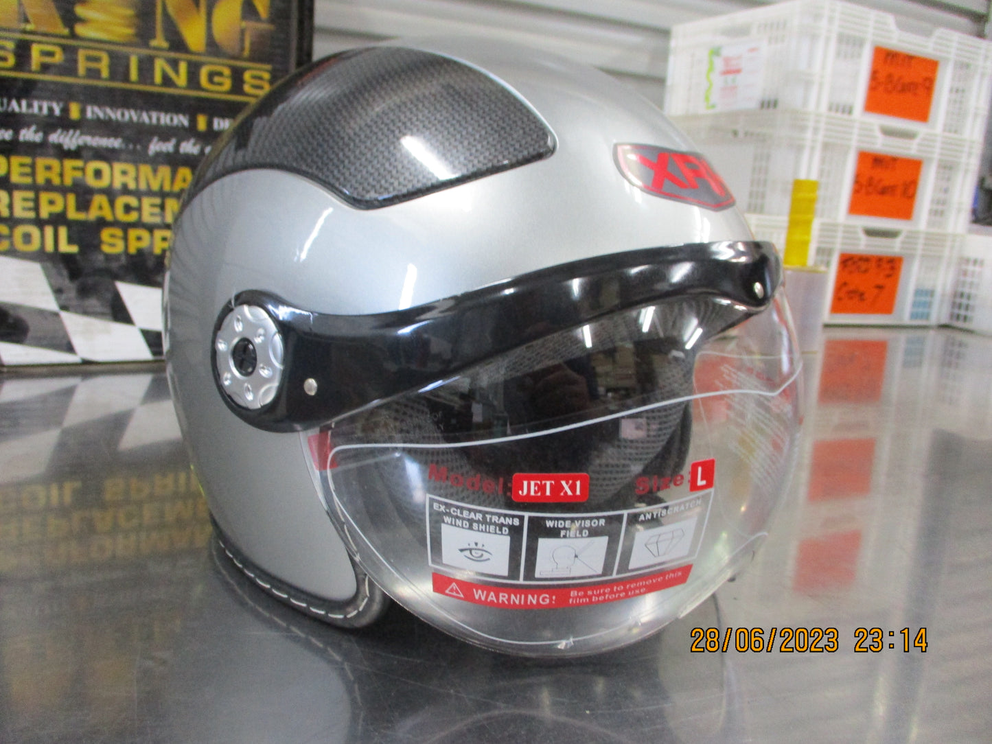 X-Rated Helmets Jet-X1 Silver XRH Large Helmet New Part
