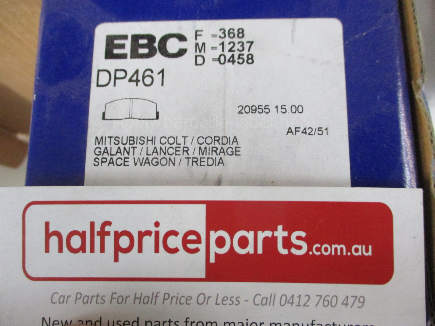 EBC Front Disc Brake Pad Set Suits Mitsubishi Colt-Cordia-Galant-Lancer-Space Wagon New Part
