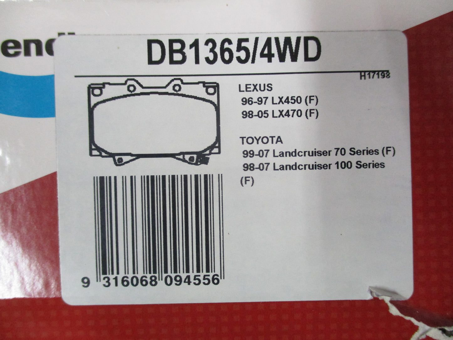 Bendix Land Cruiser 70 / 100 Series - Lexus 4WD Front Brake Pad Set New Part