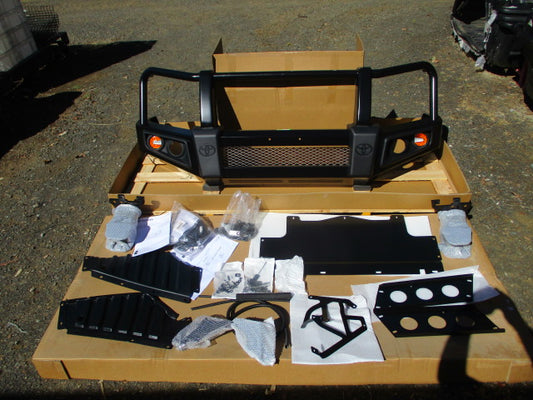 Toyota Landcruiser Prado GXL Genuine Alloy Bull Bar With Fog Light Holes Complete Kit New Part