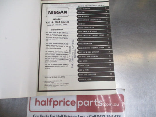Nissan/Datsun F-22 And H40 Service Manual Face-Lift Used